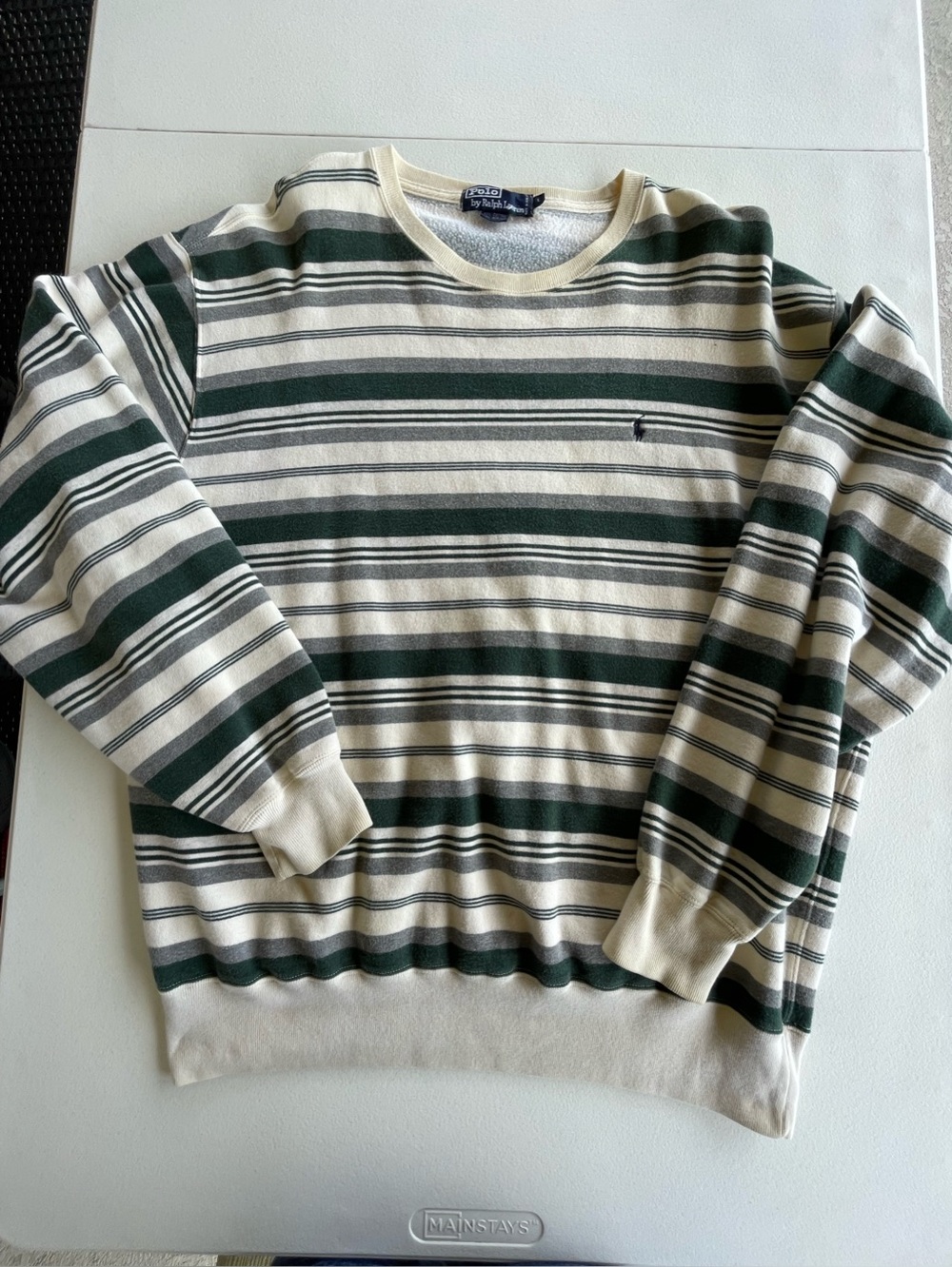 Vintage Polo Ralph Lauren Striped Pullover Sweatshirt Large Preppy Cotton
